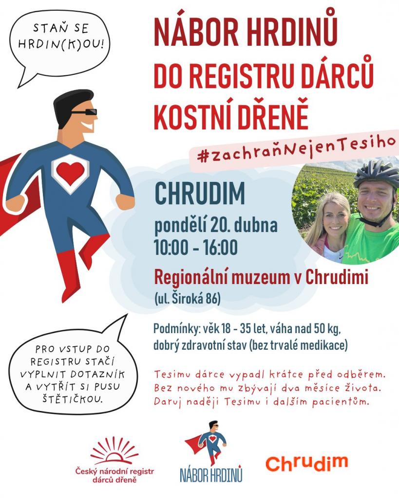 Nábor hrdinů před Regionálním muzeem Chrudim: darujte naději na nový život