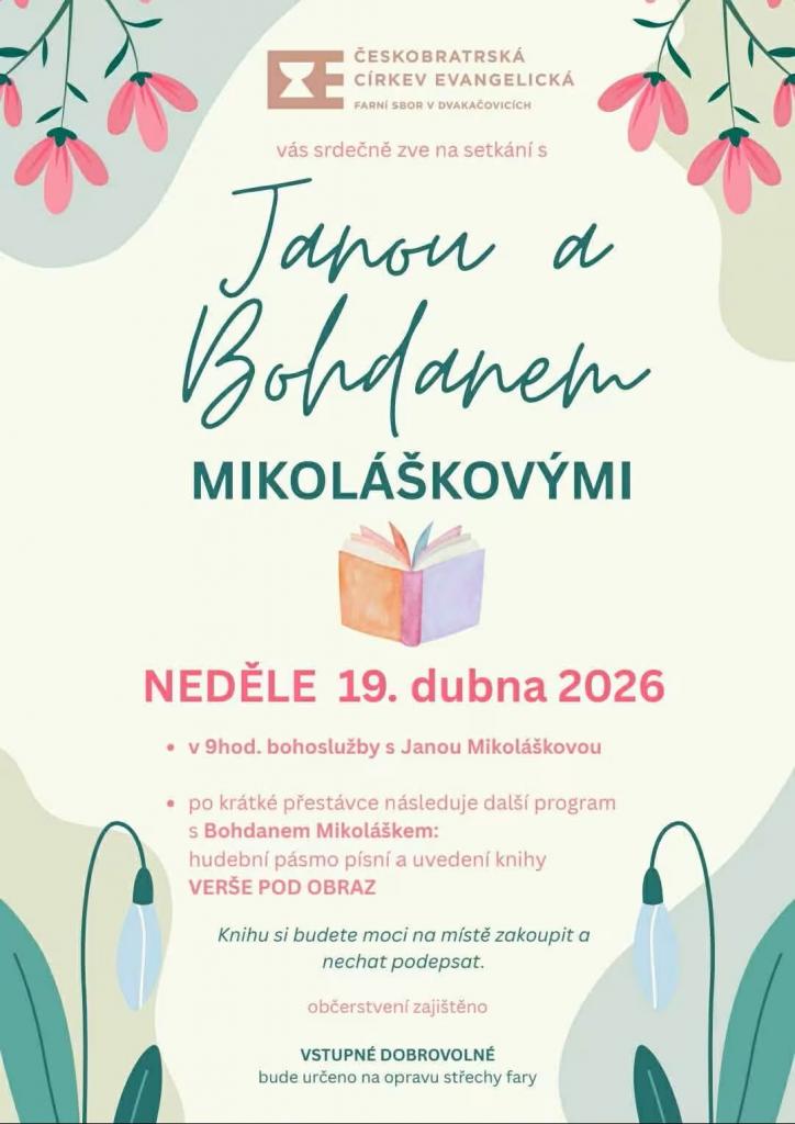 Dvakačovice navštíví Mikoláškovi: duchovní program a představení nové knihy