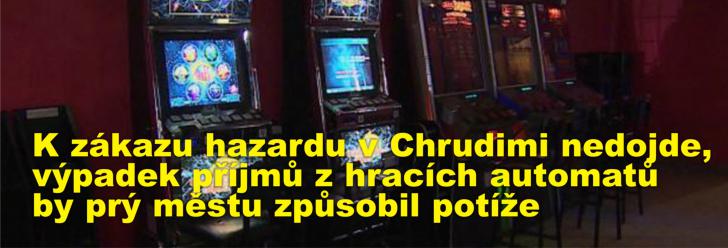 K zákazu hazardu v Chrudimi nedojde, výpadek příjmů z hracích automatů by prý městu způsobil potíže