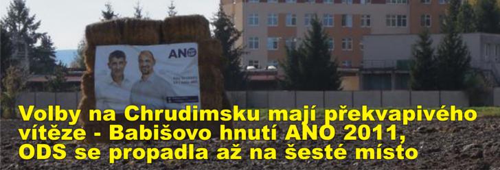 Volby na Chrudimsku mají překvapivého vítěze - Babišovo hnutí ANO 2011, ODS se propadla až na šesté místo