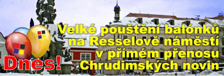 Ježíškova pošta aneb Velké pouštění balónků na Resselově náměstí v přímém přenosu Chrudimských novin