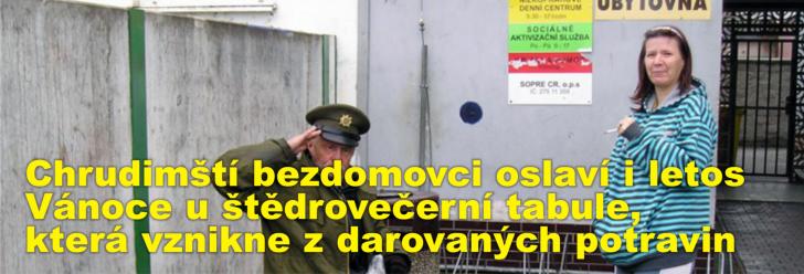 Chrudimští bezdomovci oslaví i letos Vánoce u štědrovečerní tabule, která vznikne z darovaných potravin