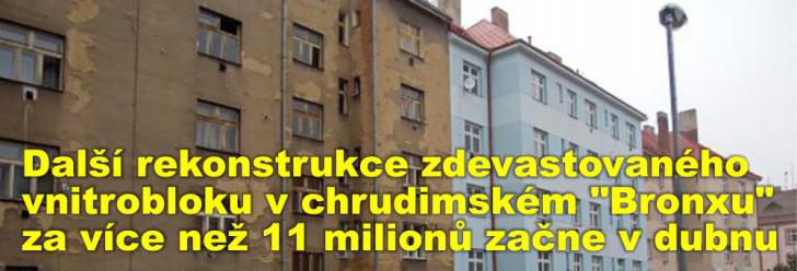 Další rekonstrukce zdevastovaného vnitrobloku v chrudimském "Bronxu" za více než 11 milionů začne v dubnu