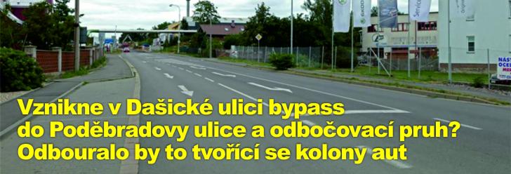 Vznikne v Dašické ulici bypass do Poděbradovy ulice a odbočovací pruh? Odbouralo by to tvořící se kolony aut