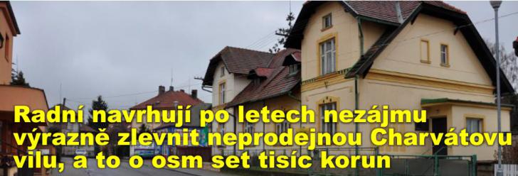 Radní navrhují po letech nezájmu výrazně zlevnit neprodejnou Charvátovu vilu, a to o osm set tisíc korun