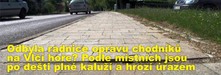 Odbyla radnice opravu chodníků na Vlčí hoře? Podle místních jsou po dešti plné kaluží a hrozí úrazem