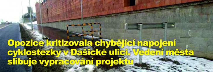 Opozice kritizovala chybějící napojení cyklostezky v Dašické ulici. Vedení města slibuje vypracování projektu