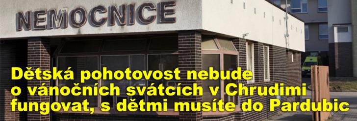 Dětská pohotovost nebude o vánočních svátcích v Chrudimi fungovat, s dětmi musíte do Pardubic
