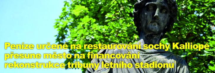 Peníze určené na restaurování sochy Kalliopé přesune město na financování rekonstrukce tribuny letního stadionu