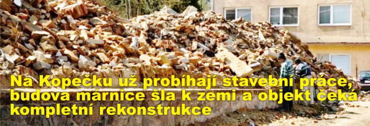 Na Kopečku už probíhají stavební práce, budova márnice šla k zemi a objekt čeká kompletní rekonstrukce