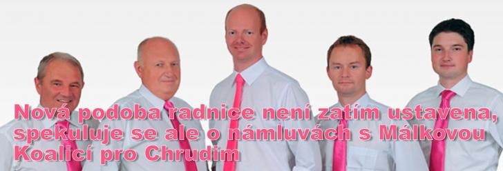 Nová podoba radnice není zatím ustavena, spekuluje se ale o námluvách s Málkovou Koalicí pro Chrudim