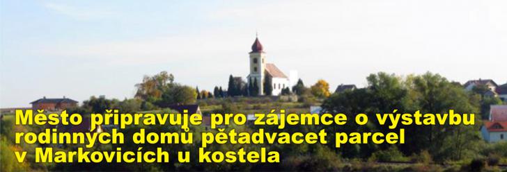 Město připravuje pro zájemce o výstavbu rodinných domů pětadvacet parcel v Markovicích u kostela