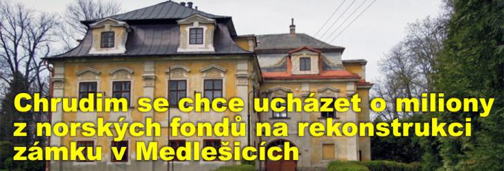 Chrudim se chce ucházet o miliony z norských fondů na rekonstrukci zámku v Medlešicích, kde má vzniknout i galerie