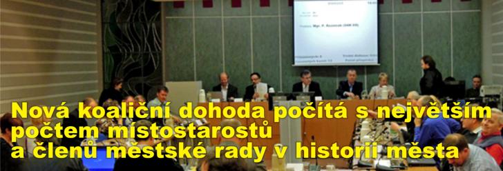 Nová koaliční dohoda počítá s největším počtem místostarostů a členů městské rady v historii města