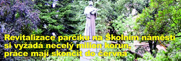 Revitalizace parčíku na Školním náměstí si vyžádá necelý milion korun, práce mají skončit do června