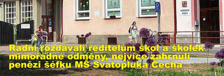 Radní rozdávali ředitelům škol a školek mimořádné odměny, nejvíce zahrnuli penězi šéfku MŠ Svatopluka Čecha