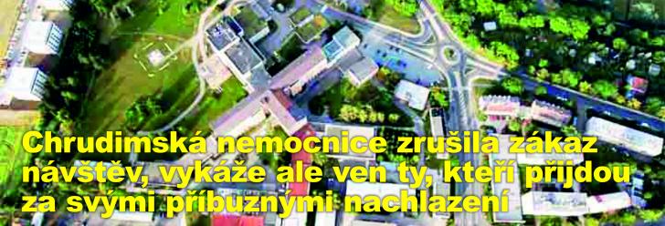 Chrudimská nemocnice zrušila zákaz návštěv, vykáže ale ven ty, kteří přijdou za svými příbuznými nachlazení