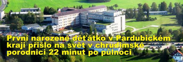 První narozené děťátko v Pardubickém kraji přišlo na svět v chrudimské porodnici 22 minut po půlnoci