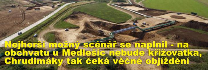 Nejhorší možný scénář se naplnil - na obchvatu u Medlešic nebude křižovatka, Chrudimáky tak čeká věčné objíždění