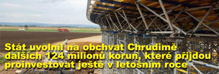 Stát uvolnil na obchvat Chrudimě dalších 124 milionů korun, které přijdou proinvestovat ještě v letošním roce