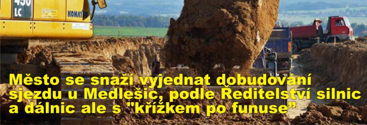 Město se snaží vyjednat dobudování sjezdu u Medlešic, podle Ředitelství silnic a dálnic ale s "křížkem po funuse"