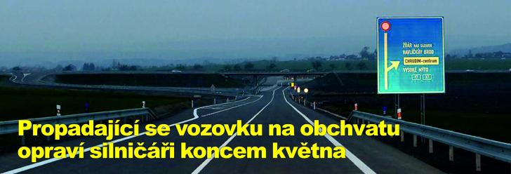 Propadající se vozovku na obchvatu opraví silničáři koncem května