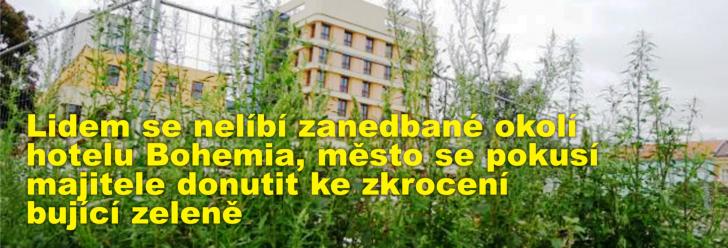 Lidem se nelíbí zanedbané okolí hotelu Bohemia, město se pokusí majitele donutit ke zkrocení bující zeleně
