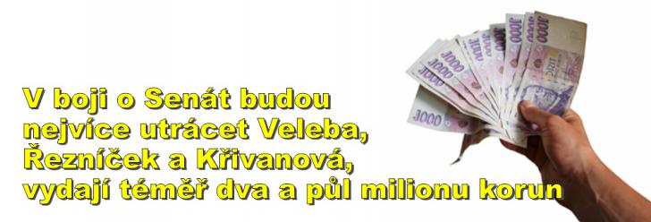 V boji o Senát budou nejvíce utrácet Veleba, Řezníček a Křivanová, vydají téměř dva a půl milionu korun