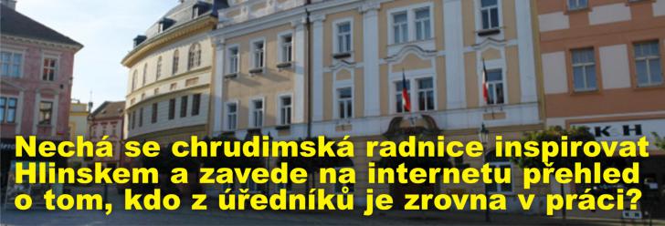 Nechá se chrudimská radnice inspirovat Hlinskem a zavede na internetu přehled o tom, kdo z úředníků je zrovna v práci?