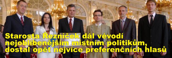 Starosta Řezníček dál vévodí nejoblíbenějším místním politikům, dostal opět nejvíce preferenčních hlasů