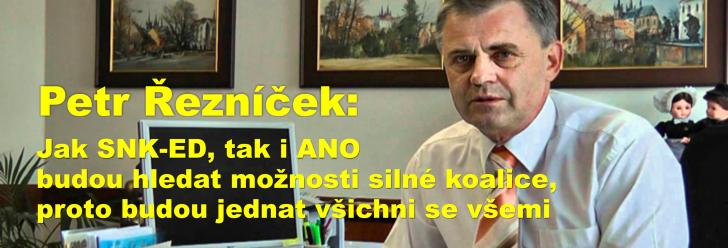 Petr Řezníček: Jak SNK-ED, tak i ANO budou hledat možnosti silné koalice, proto budou jednat všichni se všemi