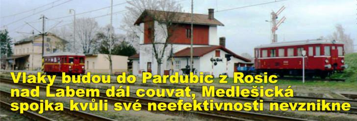 Vlaky budou do Pardubic z Rosic nad Labem dál couvat, Medlešická spojka kvůli své neefektivnosti nevznikne