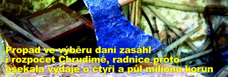 Propad ve výběru daní zasáhl i rozpočet Chrudimě, radnice proto osekala výdaje o čtyři a půl milionu korun