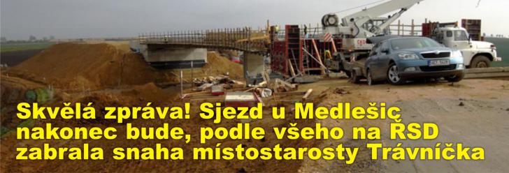 Skvělá zpráva! Sjezd u Medlešic nakonec bude, podle všeho na ŘSD zabrala snaha místostarosty Trávníčka