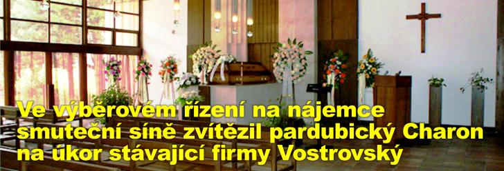 Ve výběrovém řízení na nájemce smuteční síně zvítězil pardubický Charon na úkor stávající firmy Vostrovský