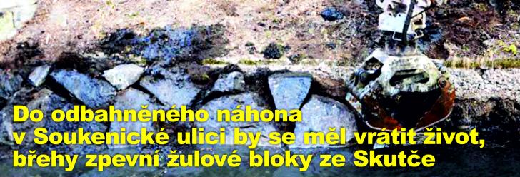 Do odbahněného náhona v Soukenické ulici by se měl vrátit život, břehy zpevní žulové bloky ze Skutče