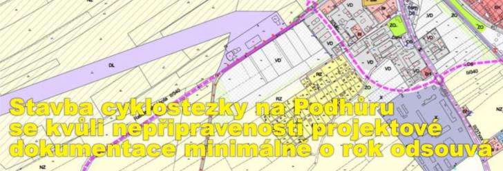 Stavba cyklostezky na Podhůru se kvůli nepřipravenosti projektové dokumentace minimálně o rok odsouvá