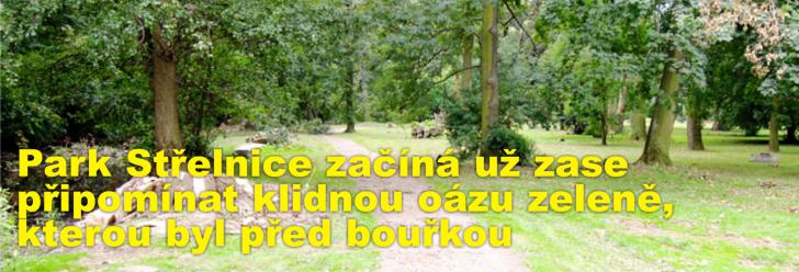 Park Střelnice začíná už pomalu zase připomínat klidnou oázu zeleně, kterou byl před katastrofickou bouřkou
