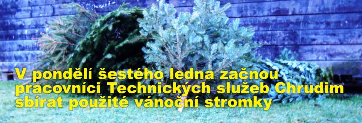 V pondělí šestého ledna začnou pracovníci Technických služeb Chrudim sbírat použité vánoční stromky