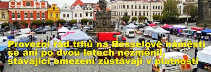 Provozní řád trhů na Resselově náměstí se ani po dvou letech nezměnil, stávající omezení zůstávají v platnosti