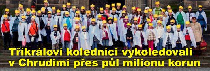 Tříkráloví koledníci vykoledovali v Chrudimi přes půl milionu korun, bylo to o dvacet tisíc víc než loni