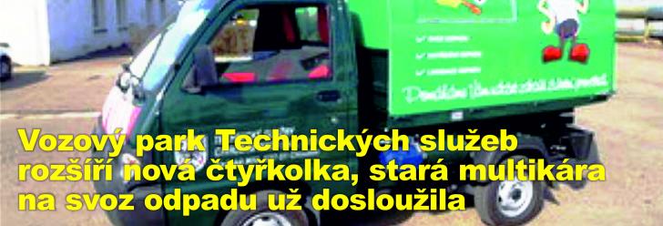 Vozový park Technických služeb Chrudim rozšíří nová čtyřkolka, stará multikára na svoz odpadu už dosloužila