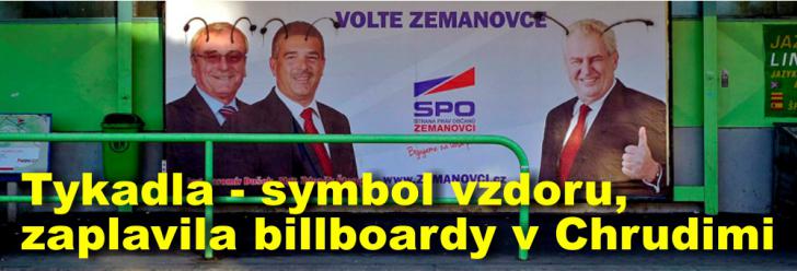 Tykadla - symbol vzdoru, zaplavila předvolební billboardy v Chrudimi