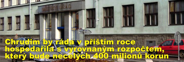 Chrudim by ráda v příštím roce hospodařila s vyrovnaným rozpočtem, který bude necelých 400 milionů korun