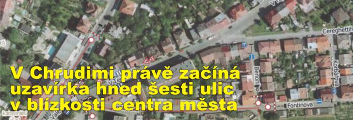 V Chrudimi právě začíná uzavírka hned šesti ulic v blízkosti centra města, důvodem je výstavba horkovodu