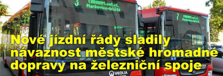 Nové jízdní řády více sladily návaznost chrudimské městské hromadné dopravy na železniční spoje