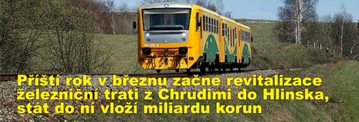 Příští rok v březnu začne revitalizace železniční trati z Chrudimi do Hlinska, stát do ní vloží miliardu korun