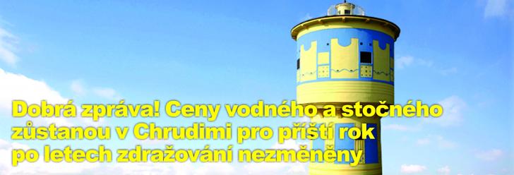 Dobrá zpráva! Ceny vodného a stočného zůstanou v Chrudimi pro příští rok po letech zdražování nezměněny