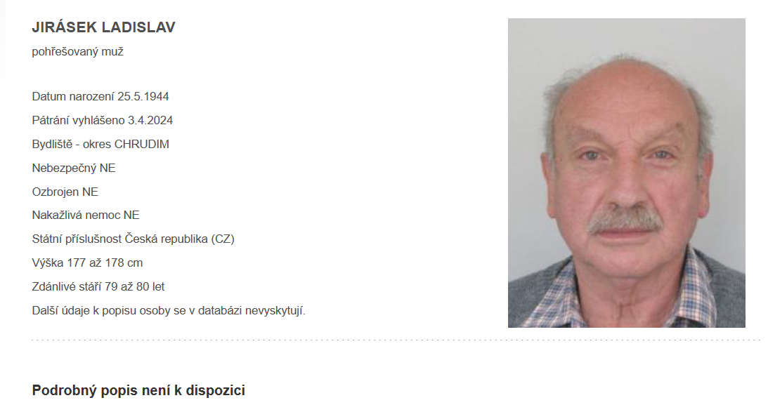Pohřešovaný muž z Proseče se našel