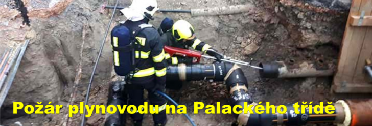 Požár plynovodu na Palackého třídě